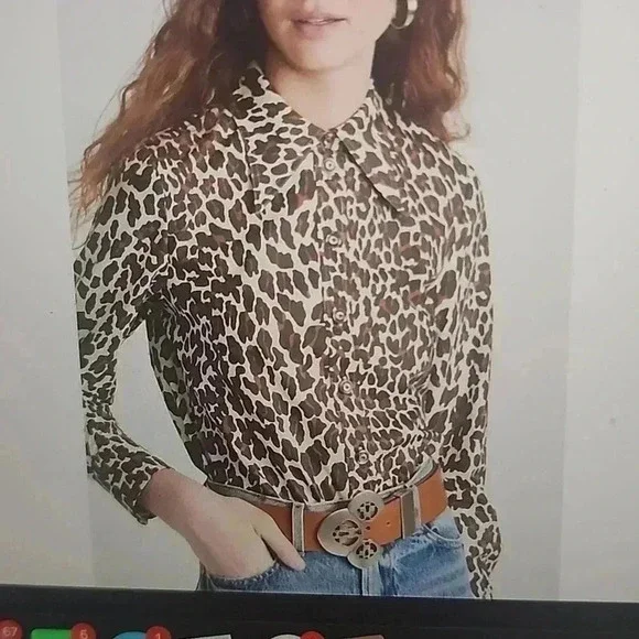 TORY BURCH REVA LEOPARD POPLIN SHIRT SIZE 6 - Picture 4 of 4